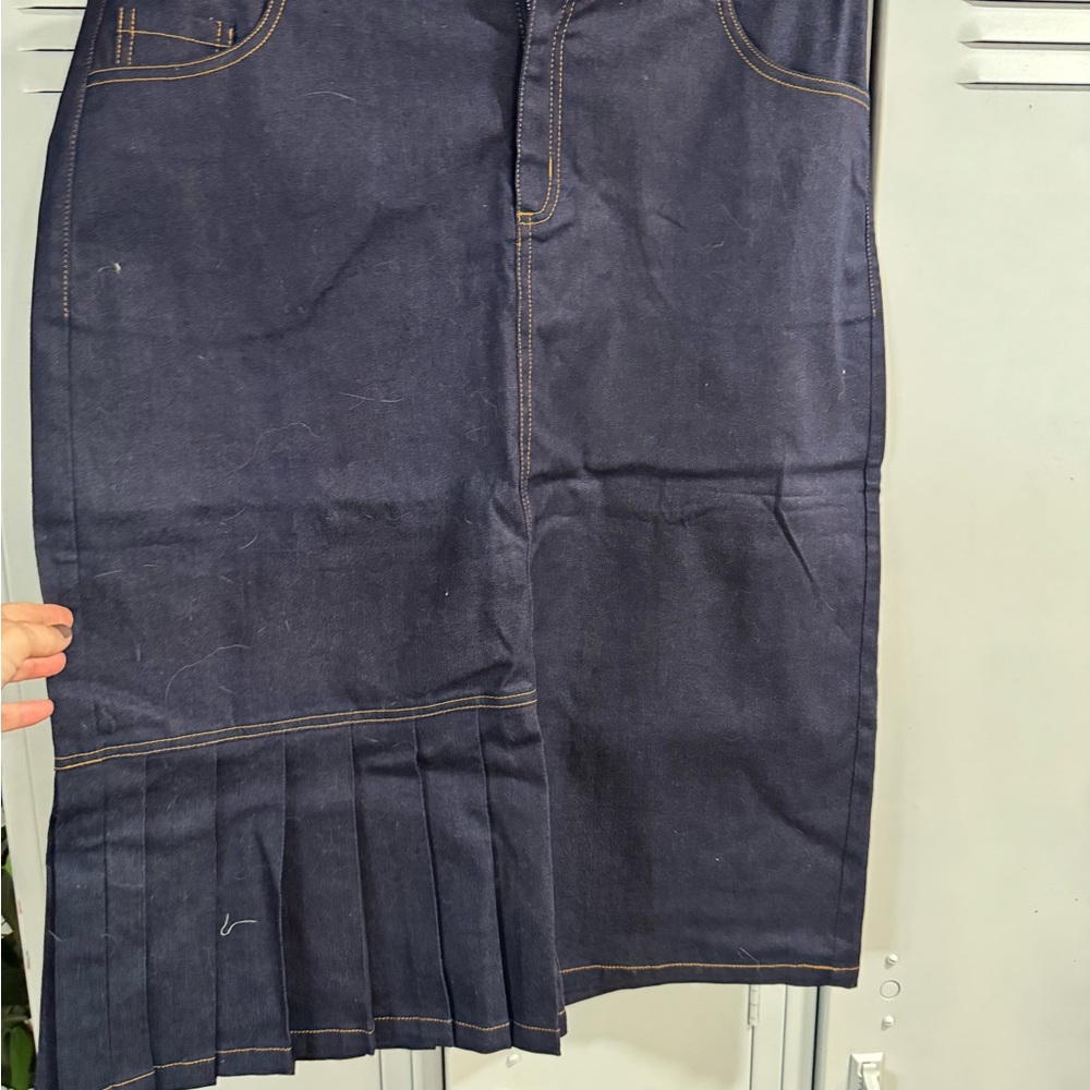 Navy Blue Denim Pencil Skirt